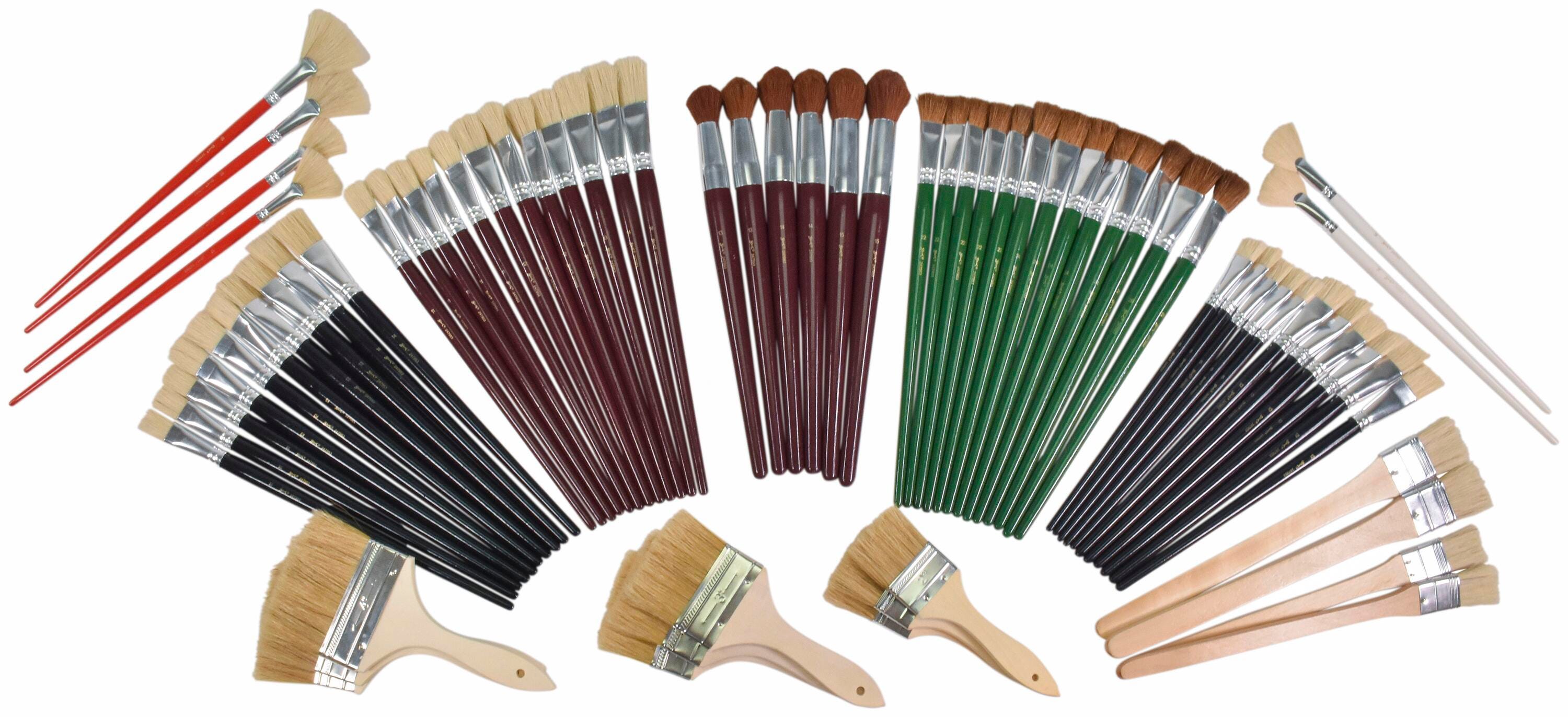 Sax Jumbo White, Yellow, and Goat Hair Bristle Paint Brushes, Assorted Sizes, Set of 72 247953